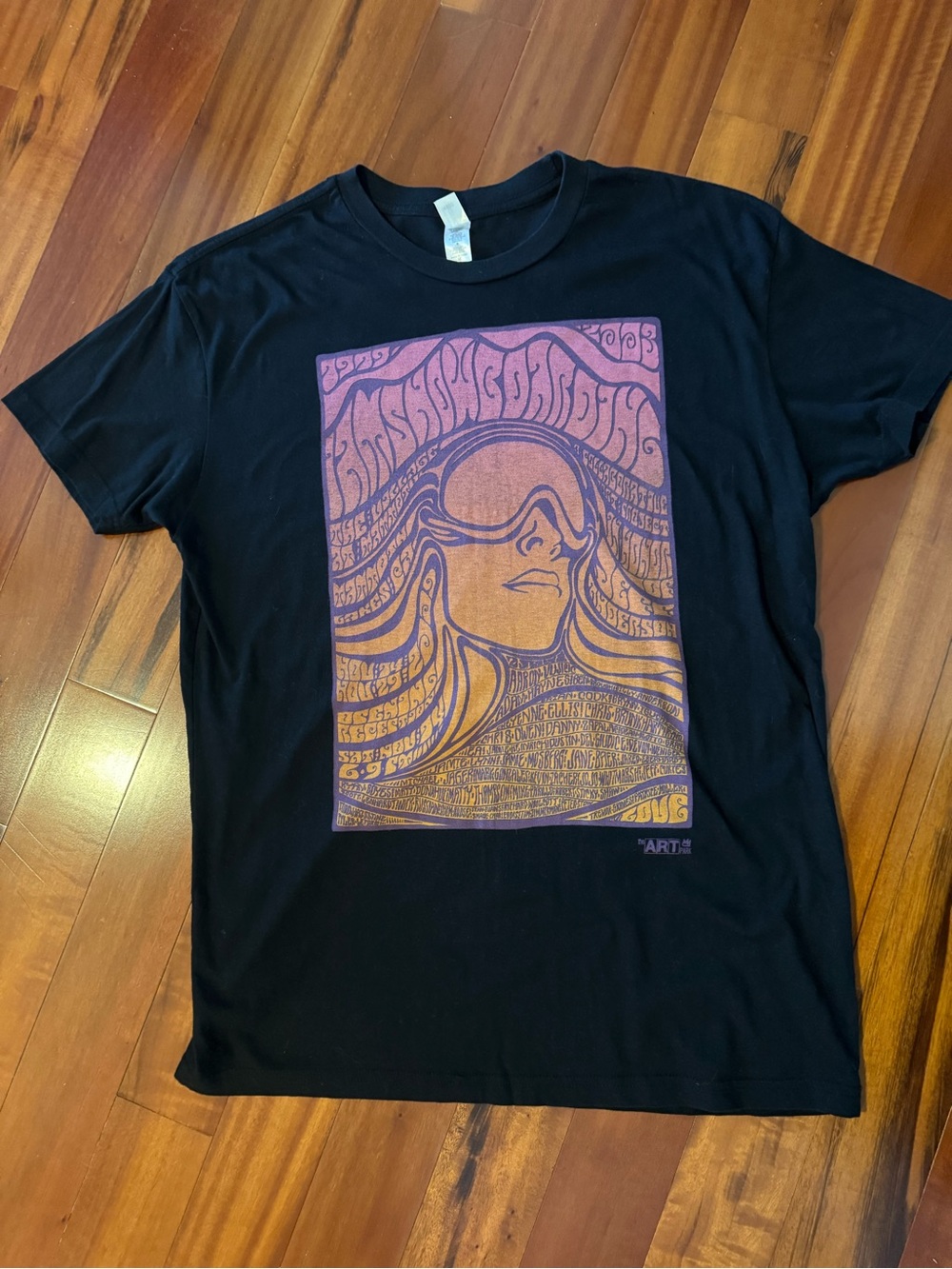 Black Graphic Tee with Purple & Orange Psychedelic Print